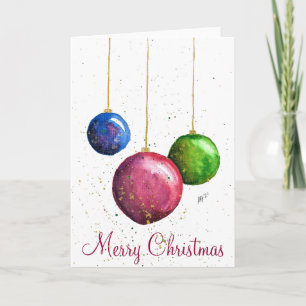 Verspielte, farbenfrohe Weihnachtsbaumkugeln Karte