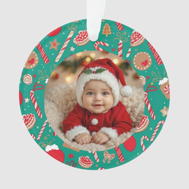 Verspielte Ferien Leckereien Foto Ornament - Von H (Vorderseite)