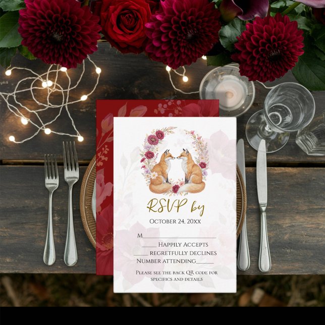 Verspielte Fox Herbsthochzeit RSVP Karte (Von Creator hochgeladen)