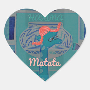 Verspielte Giraffen-Kunst: Ein Afrikanisches Vergn Herz-Aufkleber