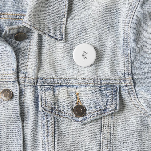 Verspielte Graue Tabby-Katze Minimalistisch Button (Beispiel)