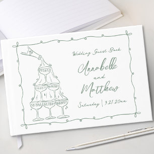 Verspielte handgezeichnete grüne Hochzeit Gästebuch