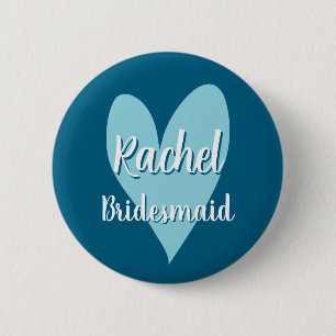 Verspielte Herz Brautjungfern Namensbuttons Button
