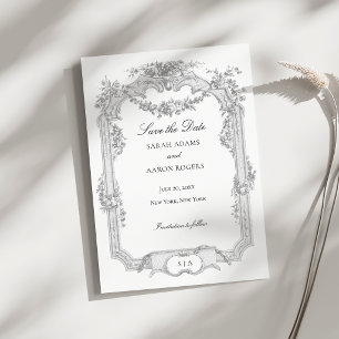 Verspielte klassische französische Rosen-Girlande Save The Date