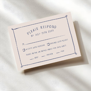 Verspielte Kritzel-Gekritzel Hochzeit Handgezeichn RSVP Karte
