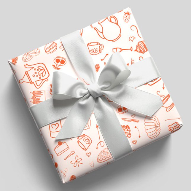 Verspielte Kritzel-Style-Teeparty Geschenkpapier (Von Creator hochgeladen)