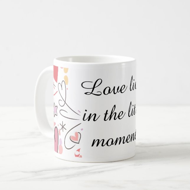 Verspielte Liebes-Doodle-Illustration Kaffeetasse (Vorderseite Links)