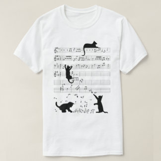 Verspielte Musikkatzen Lustige Noten Katzenliebhab T-Shirt