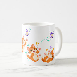Verspielte orange Kätzchen Kaffeetasse