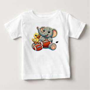 Verspielte Pals: Cartoon Elephant und Ente Baby T-shirt