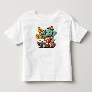 Verspielte Pals: Cartoon Elephant und Ente Kleinkind T-shirt