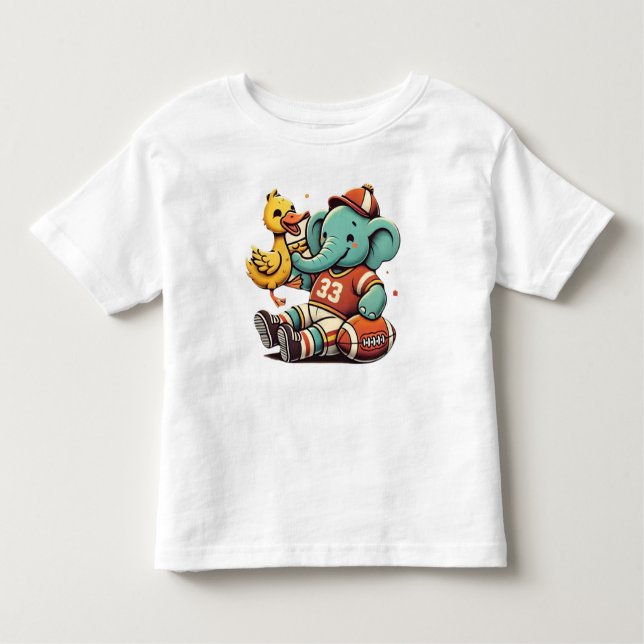 Verspielte Pals: Cartoon Elephant und Ente Kleinkind T-shirt (Vorderseite)