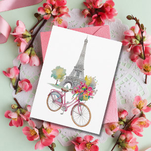 Verspielte Pariser Sommerreise Eiffelturm Floral Feiertagspostkarte