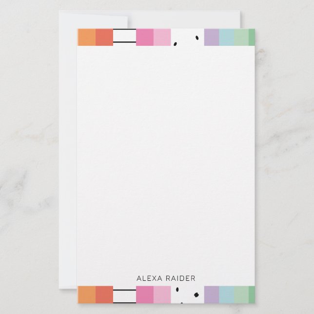 Verspielte Pop-Streifen Briefpapier (Vorderseite)