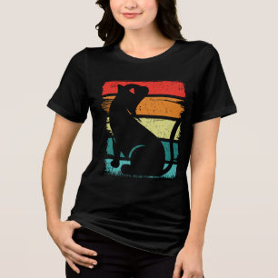 Verspielte Retro-Vintage-Sonnenuntergangs-Katzen-S Tri-Blend Shirt