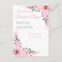 Verspielte rosa Blumen-Hochzeitsdusche-Einladung
