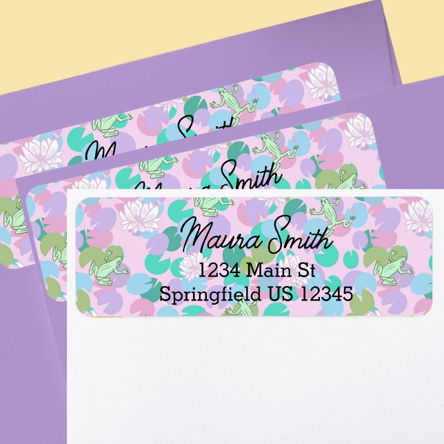 Verspielte rosa Frösche süße Rücksendeadresse (Von Creator hochgeladen)