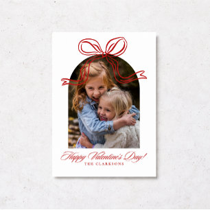 Verspielte rote Schleife Valentinstag Fotokarte Einladung