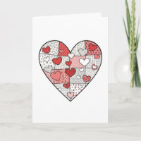Verspielte rote und rosa Patchwork-Herz-Collage-Ku