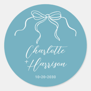 Verspielte Schrift-Bogen-Rahmen-Hochzeit  Runder Aufkleber