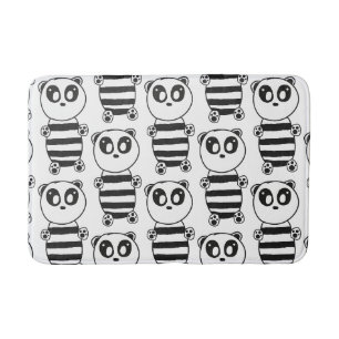 Verspielte Schwarz-Weiß-Panda-Kunst Badematte