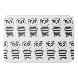 Verspielte Schwarz-Weiß-Panda-Kunst Badematte