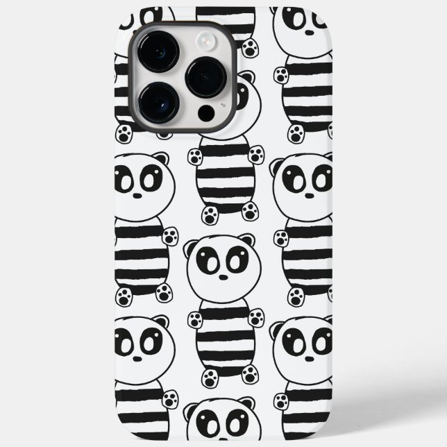 Verspielte Schwarz-Weiß-Panda-Kunst Case-Mate iPhone Hülle (Rückseite)