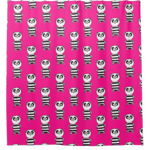 Verspielte Schwarz-Weiß-Panda-Kunst Duschvorhang