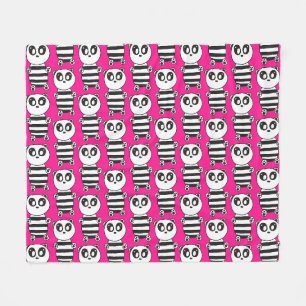 Verspielte Schwarz-Weiß-Panda-Kunst Fleecedecke