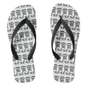 Verspielte Schwarz-Weiß-Panda-Kunst Flip Flops