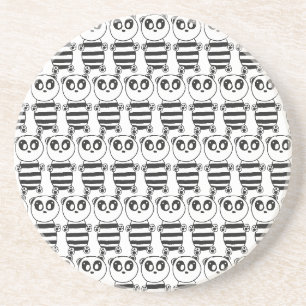 Verspielte Schwarz-Weiß-Panda-Kunst Getränkeuntersetzer