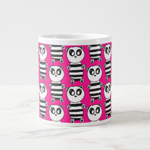 Verspielte Schwarz-Weiß-Panda-Kunst Jumbo-Tasse