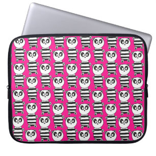 Verspielte Schwarz-Weiß-Panda-Kunst Laptopschutzhülle