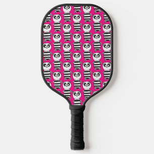 Verspielte Schwarz-Weiß-Panda-Kunst Pickleball Schläger