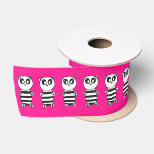 Verspielte Schwarz-Weiß-Panda-Kunst Satinband
