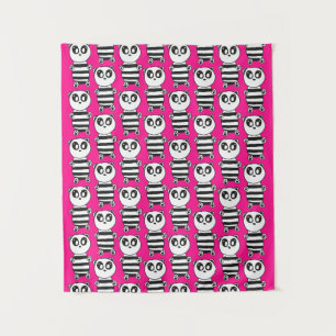 Verspielte Schwarz-Weiß-Panda-Kunst Wandteppich