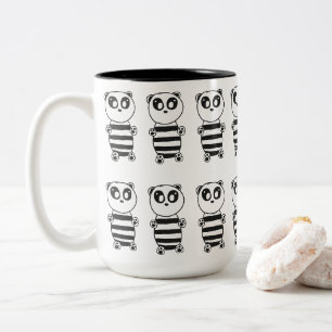 Verspielte Schwarz-Weiß-Panda-Kunst Zweifarbige Tasse
