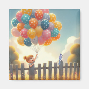 Verspielte/süße Ballonmädchen-Kunst Magnet