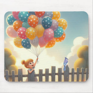 Verspielte/süße Ballonmädchen-Kunst Mousepad