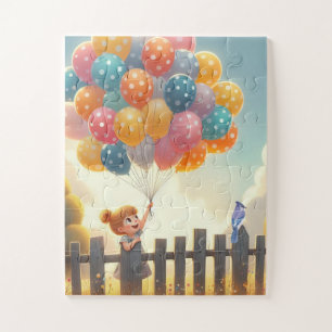 Verspielte/süße Ballonmädchen-Kunst Puzzle