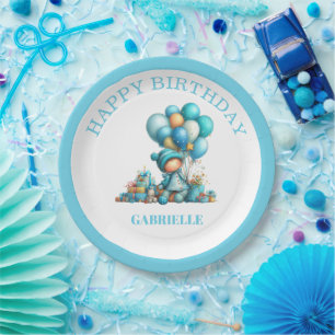 Verspielte Teal Geburtstagsfeier  Pappteller