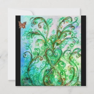 VERSPIELTE VERZIERUNGEN hellblau grün schwarz Einladung