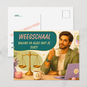 Verspielte Waage-Geburtstagskarte für [ihn] Postkarte