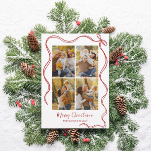 Verspielte Weihnachtsfotokarte mit roter Schleife Feiertagskarte