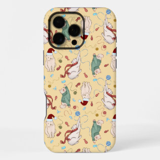 Verspielte Weihnachtskatzen mit Garn und Weihnacht iPhone 16 Pro Max Hülle