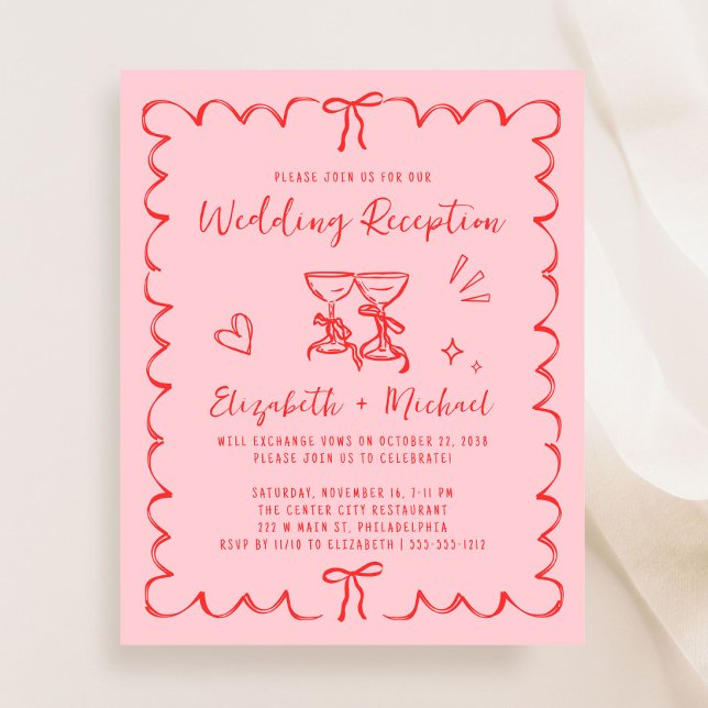 Verspielte wellenförmige Rahmen-Hochzeitsempfangs- (From private vows to a grand party - invite family and friends to celebrate your marriage!)