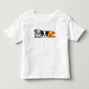 Verspielte Welpen Cartoon – Lustige Hunderausdrück Kleinkind T-shirt