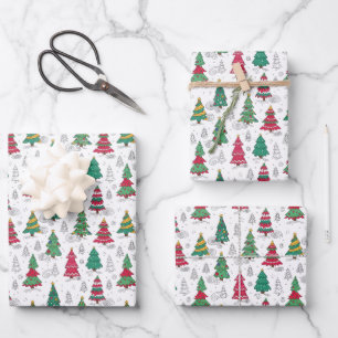 Verspielte Whimsical Dekorierte Weihnachtsbäume Do Geschenkpapier Set
