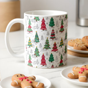 Verspielte Whimsical Dekorierte Weihnachtsbäume Do Kaffeetasse