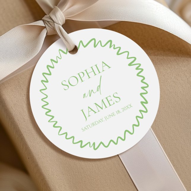 Verspielte Zitrusgrüne Wellige Hochzeit Geschenkanhänger (Von Creator hochgeladen)